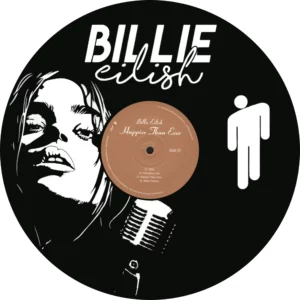 Vinyle décoratif BILLIE EILISH découpé au laser, vue de face