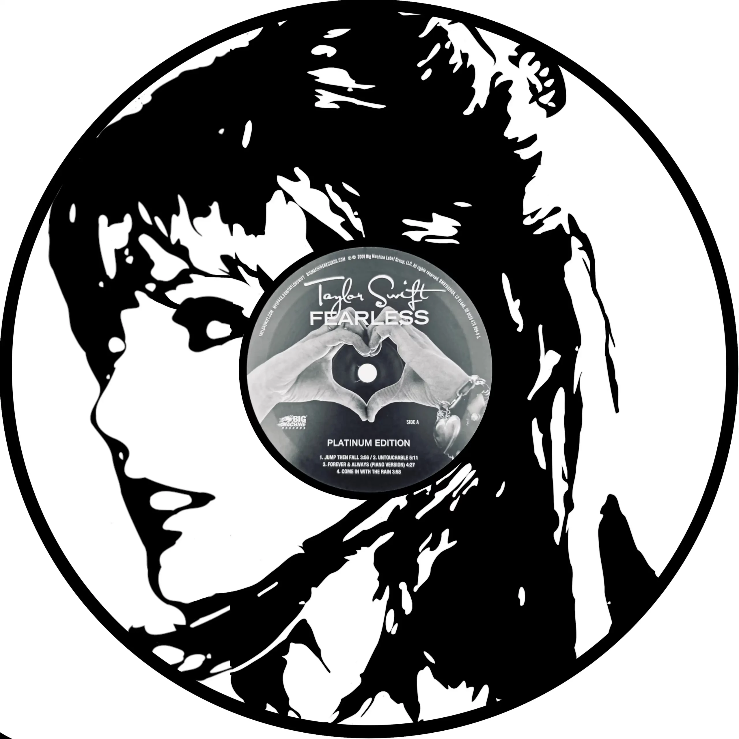 Vinyle décoratif Taylor Swift inspiré de Fearless, vue de face