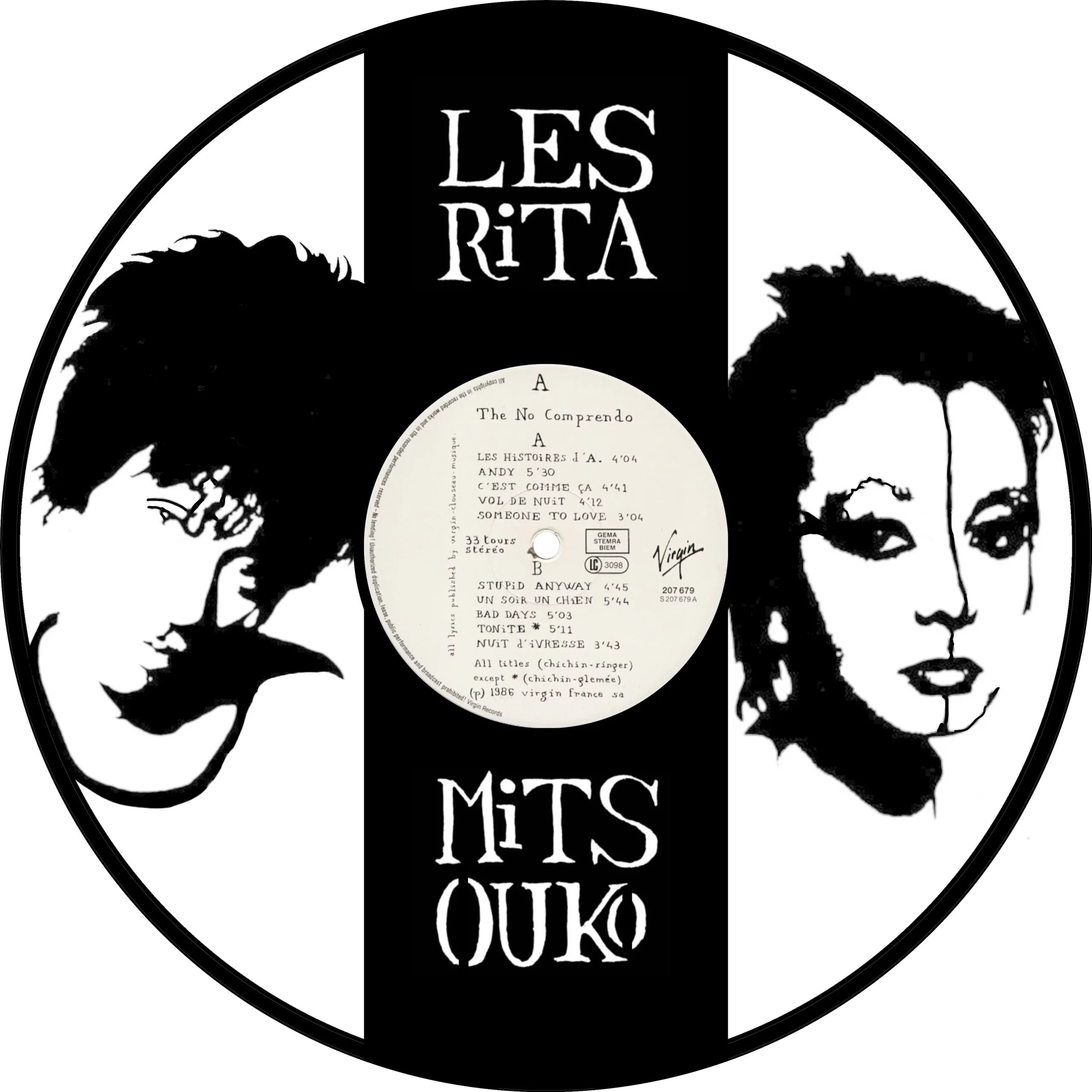 Vinyle décoratif RITA MITSOUKO découpé au laser, vue de face